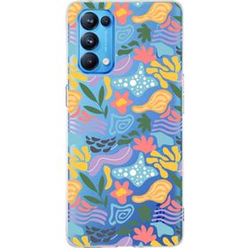 Printify Oppo Reno 5 Pro İle Uyumlu 1mm Kapak Memphis Desen Tasarımlı Şeffaf Silikon Cep Telefonu Kılıfı