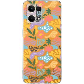 Printify Oppo Reno 7 İle Uyumlu 1 mm Kapak Memphis Desen Tasarımlı Şeffaf Silikon Cep Telefonu Kılıfı