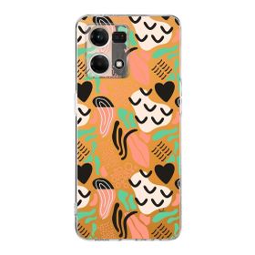 Printify Oppo Reno 7 İle Uyumlu 1 mm Kapak Memphis Desen Tasarımlı Şeffaf Silikon Cep Telefonu Kılıfı
