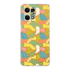 Printify Oppo Reno 7 İle Uyumlu 1 mm Kapak Memphis Desen Tasarımlı Şeffaf Silikon Cep Telefonu Kılıfı