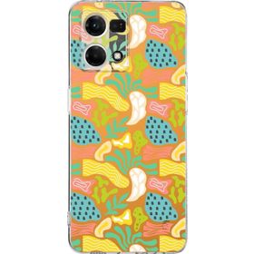 Printify Oppo Reno 7 İle Uyumlu 1 mm Kapak Memphis Desen Tasarımlı Şeffaf Silikon Cep Telefonu Kılıfı