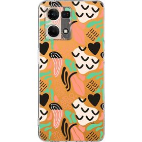 Printify Oppo Reno 7 İle Uyumlu 1 mm Kapak Memphis Desen Tasarımlı Şeffaf Silikon Cep Telefonu Kılıfı