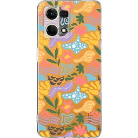 Printify Oppo Reno 7 İle Uyumlu 1 mm Kapak Memphis Desen Tasarımlı Şeffaf Silikon Cep Telefonu Kılıfı
