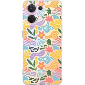 Printify Oppo Reno 7 İle Uyumlu 1 mm Kapak Memphis Desen Tasarımlı Şeffaf Silikon Cep Telefonu Kılıfı