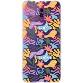 Printify Oppo Reno İle Uyumlu 1mm Kapak Memphis Desen Tasarımlı Şeffaf Silikon Cep Telefonu Kılıfı