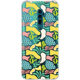Printify Oppo Reno İle Uyumlu 1mm Kapak Memphis Desen Tasarımlı Şeffaf Silikon Cep Telefonu Kılıfı
