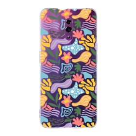 Printify Oppo Reno İle Uyumlu 1mm Kapak Memphis Desen Tasarımlı Şeffaf Silikon Cep Telefonu Kılıfı