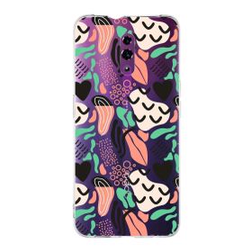 Printify Oppo Reno İle Uyumlu 1mm Kapak Memphis Desen Tasarımlı Şeffaf Silikon Cep Telefonu Kılıfı