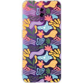 Printify Oppo Reno İle Uyumlu 1mm Kapak Memphis Desen Tasarımlı Şeffaf Silikon Cep Telefonu Kılıfı