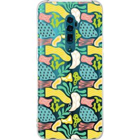 Printify Oppo Reno İle Uyumlu 1mm Kapak Memphis Desen Tasarımlı Şeffaf Silikon Cep Telefonu Kılıfı