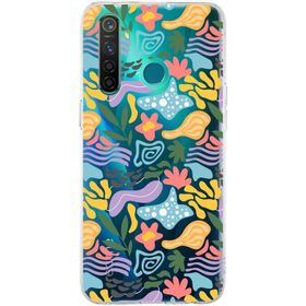 Printify Oppo RX17 Neo İle Uyumlu 1 mm Kapak Memphis Desen Tasarımlı Şeffaf Silikon Cep Telefonu Kılıfı