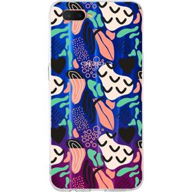 Printify Oppo RX17 Neo İle Uyumlu 1 mm Kapak Memphis Desen Tasarımlı Şeffaf Silikon Cep Telefonu Kılıfı