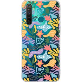 Printify Oppo RX17 Neo İle Uyumlu 1 mm Kapak Memphis Desen Tasarımlı Şeffaf Silikon Cep Telefonu Kılıfı