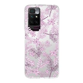 Printify Redmi 10 2022 Uyumlu Kamera Korumalı Kapak Floral Pudra Tasarımlı Şeffaf Silikon Kılıf
