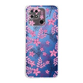 Printify Redmi 10C Kamera Korumalı Kapak Floral Pembe Tasarımlı Şeffaf Kılıf