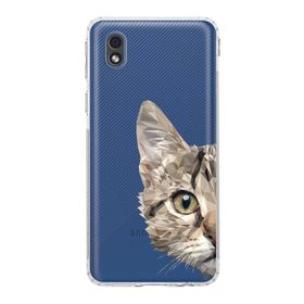 Printify Samsung Galaxy A01 Core Kamera Korumalı Kapak Catface Tasarımlı Şeffaf Kılıf