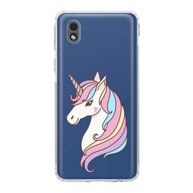 Printify Samsung Galaxy A01 Core Kamera Korumalı Kapak Unicorn Tasarımlı Şeffaf Kılıf