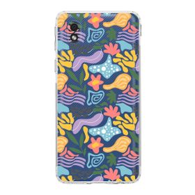 Printify Samsung Galaxy A01 Core Uyumlu Kamera Korumalı Kapak Memphis Desen Tasarımlı Şeffaf Cep Telefonu Kılıfı