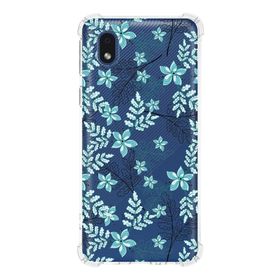 Printify Samsung Galaxy A01 Core Uyumlu Köşe Korumalı Antişok Kapak Floral Su Yeşili Tasarımlı Şeffaf Kılıf