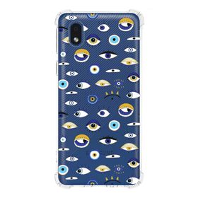 Printify Samsung Galaxy A01 Core Uyumlu Nazar Boncuğu 2 Baskılı Şeffaf Köşe Korumalı Antişok Kılıf