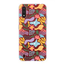 Printify Samsung Galaxy A01 İle Uyumlu 1mm Kapak Memphis Desen Tasarımlı Şeffaf Silikon Cep Telefonu Kılıfı