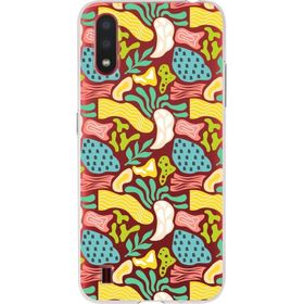 Printify Samsung Galaxy A01 İle Uyumlu 1mm Kapak Memphis Desen Tasarımlı Şeffaf Silikon Cep Telefonu Kılıfı