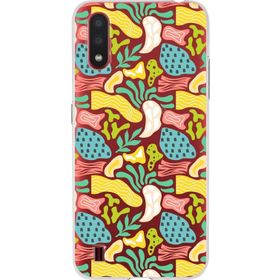 Printify Samsung Galaxy A01 İle Uyumlu 1mm Kapak Memphis Desen Tasarımlı Şeffaf Silikon Cep Telefonu Kılıfı