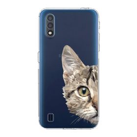 Printify Samsung Galaxy A01 Kamera Korumalı Kapak Catface Tasarımlı Şeffaf Kılıf