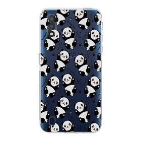 Printify Samsung Galaxy A01 Kamera Korumalı Kapak Panda Tasarımlı Şeffaf Kılıf