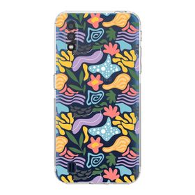 Printify Samsung Galaxy A01 Uyumlu Kamera Korumalı Kapak Memphis Desen Tasarımlı Şeffaf Cep Telefonu Kılıfı