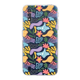 Printify Samsung Galaxy A01 Uyumlu Kamera Korumalı Kapak Memphis Desen Tasarımlı Şeffaf Cep Telefonu Kılıfı