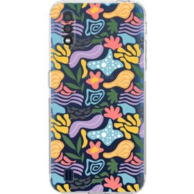 Printify Samsung Galaxy A01 Uyumlu Kamera Korumalı Kapak Memphis Desen Tasarımlı Şeffaf Cep Telefonu Kılıfı