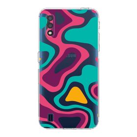 Printify Samsung Galaxy A01 Uyumlu Kamera Korumalı Kapak Renkli Desen A Tasarımlı Şeffaf Kılıf