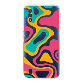 Printify Samsung Galaxy A01 Uyumlu Kamera Korumalı Kapak Renkli Desen B Tasarımlı Şeffaf Kılıf