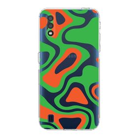 Printify Samsung Galaxy A01 Uyumlu Kamera Korumalı Kapak Renkli Desen E Tasarımlı Şeffaf Kılıf
