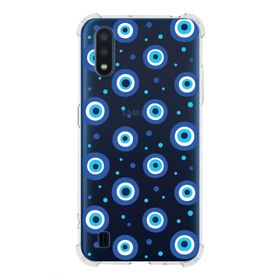 Printify Samsung Galaxy A01 Uyumlu Nazar Boncuğu 1 Baskılı Şeffaf Köşe Korumalı Antişok Kılıf