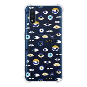 Printify Samsung Galaxy A01 Uyumlu Nazar Boncuğu 2 Baskılı Şeffaf Köşe Korumalı Antişok Kılıf