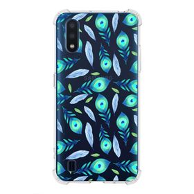 Printify Samsung Galaxy A01 Uyumlu Nazar Boncuğu 3 Baskılı Şeffaf Köşe Korumalı Antişok Kılıf