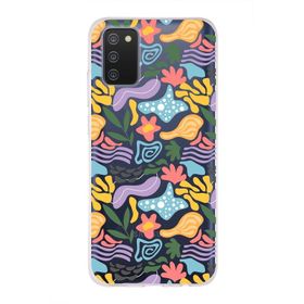 Printify Samsung Galaxy A02 İle Uyumlu 1mm Kapak Memphis Desen Tasarımlı Şeffaf Silikon Cep Telefonu Kılıfı