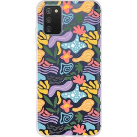 Printify Samsung Galaxy A02 İle Uyumlu 1mm Kapak Memphis Desen Tasarımlı Şeffaf Silikon Cep Telefonu Kılıfı