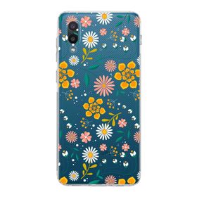 Printify Samsung Galaxy A02 Kamera Korumalı Kapak Çiçek Tasarımlı Şeffaf Kılıf