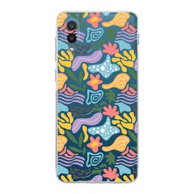 Printify Samsung Galaxy A02 Uyumlu Kamera Korumalı Kapak Memphis Desen Tasarımlı Şeffaf Cep Telefonu Kılıfı