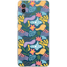 Printify Samsung Galaxy A02 Uyumlu Kamera Korumalı Kapak Memphis Desen Tasarımlı Şeffaf Cep Telefonu Kılıfı