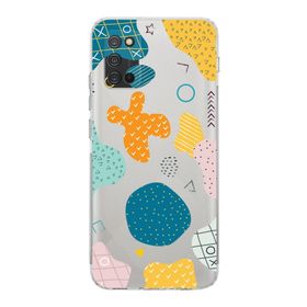 Printify Samsung Galaxy A02S Kamera Korumalı Kapak Geometrik Şekiller Tasarımlı Şeffaf Kılıf