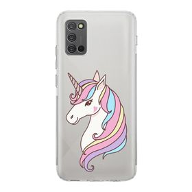 Printify Samsung Galaxy A02s Kamera Korumalı Kapak Unicorn Tasarımlı Şeffaf Kılıf
