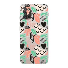 Printify Samsung Galaxy A02s Uyumlu Kamera Korumalı Kapak Memphis Desen Tasarımlı Şeffaf Cep Telefonu Kılıfı