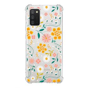 Printify Samsung Galaxy A02S Uyumlu Köşe Korumalı Antişok Kapak Çiçek Tasarımlı Şeffaf Kılıf