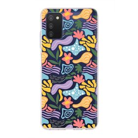 Printify Samsung Galaxy A03s İle Uyumlu 1mm Kapak Memphis Desen Tasarımlı Şeffaf Silikon Cep Telefonu Kılıfı