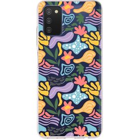 Printify Samsung Galaxy A03s İle Uyumlu 1mm Kapak Memphis Desen Tasarımlı Şeffaf Silikon Cep Telefonu Kılıfı