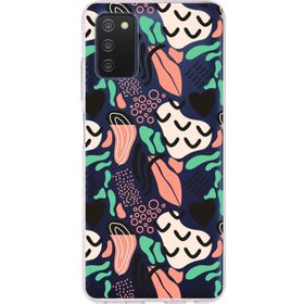 Printify Samsung Galaxy A03s İle Uyumlu 1mm Kapak Memphis Desen Tasarımlı Şeffaf Silikon Cep Telefonu Kılıfı
